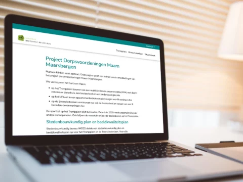 Impressie van homepage Project Maarn Maarsbergen op een scherm.